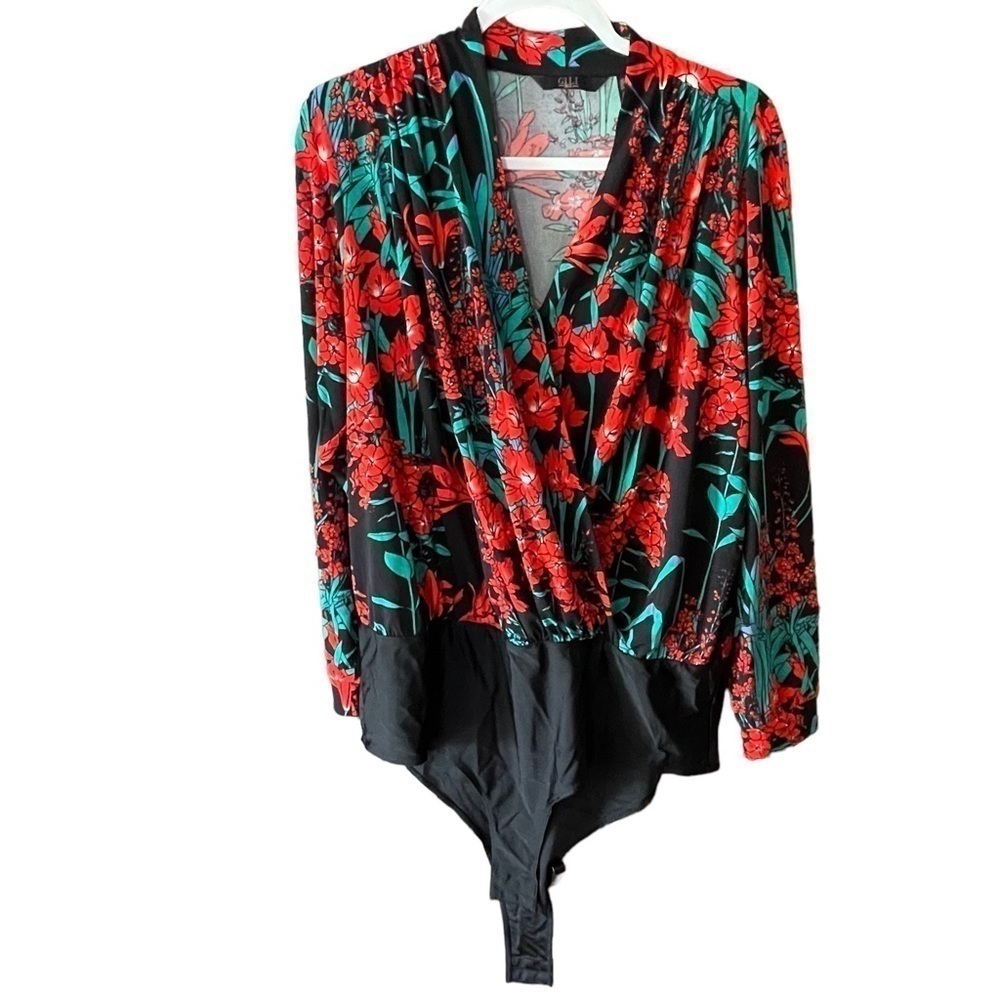 GILI GOT IT LOVE IT ONE PIECE BODYSUIT LONG SLEEVE FLORAL SIZE L